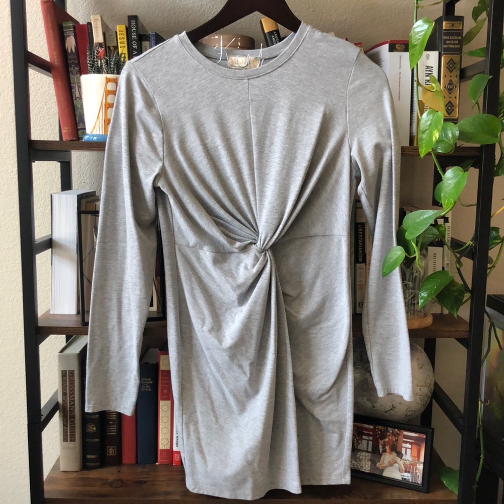 Gray Faux Knotted Front Mini Dress